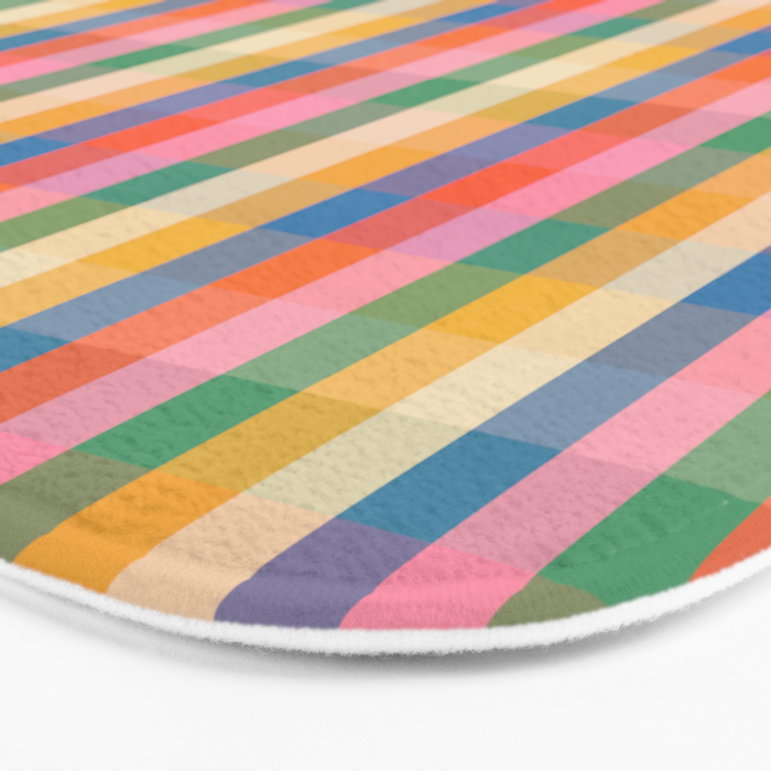 Colourful Rainbow Stripe Plaid Pattern Bath Mat Gallery Image 3