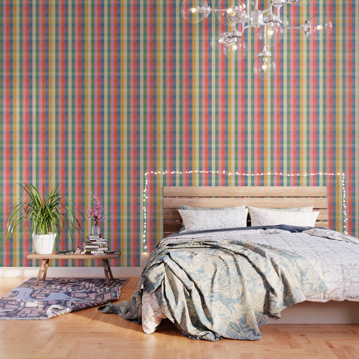 Colourful Rainbow Stripe Plaid Pattern Wallpaper Gallery Image 3