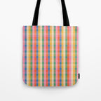 Colourful Rainbow Stripe Plaid Pattern Tote Bag Gallery Image 1