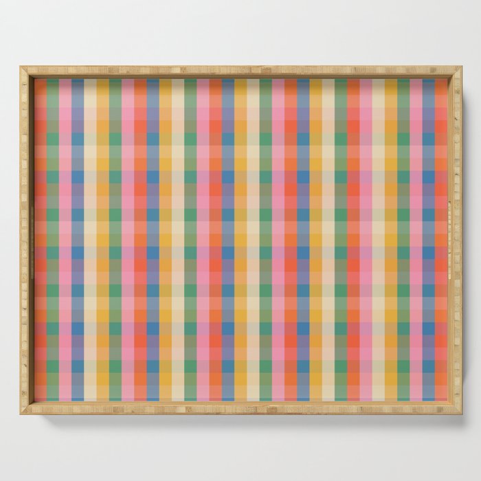 Colourful Rainbow Stripe Plaid Pattern Serving Tray Gallery Image 1