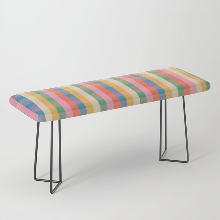 Colourful Rainbow Stripe Plaid Pattern Bench Gallery Image 1