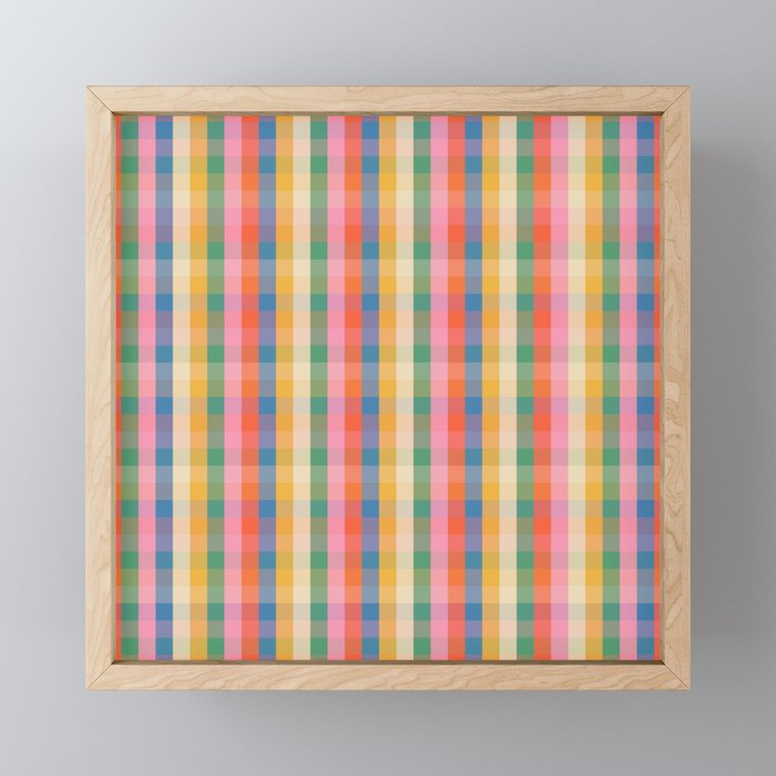 Colourful Rainbow Stripe Plaid Pattern Mini Art Print Gallery Image 1