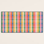 Colourful Rainbow Stripe Plaid Pattern Desk Mat Gallery Image 3