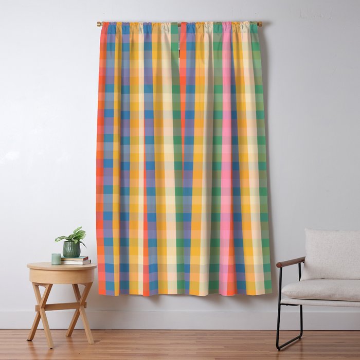Colourful Rainbow Stripe Plaid Pattern Window Curtain Gallery Image 5