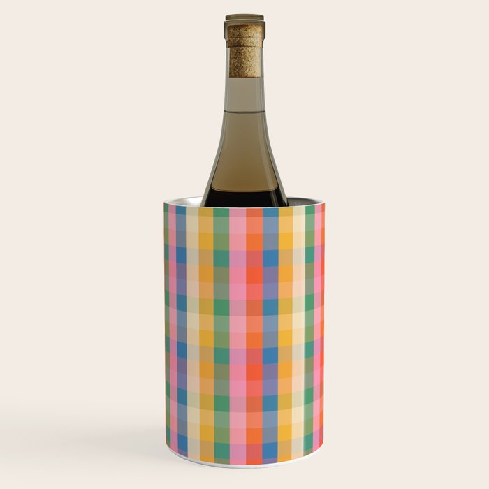 Colourful Rainbow Stripe Plaid Pattern Wine Chiller Gallery Image 2