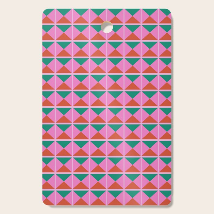 Retro Christmas Triangle Checkerboard Pattern Cutting Board Gallery Image 1