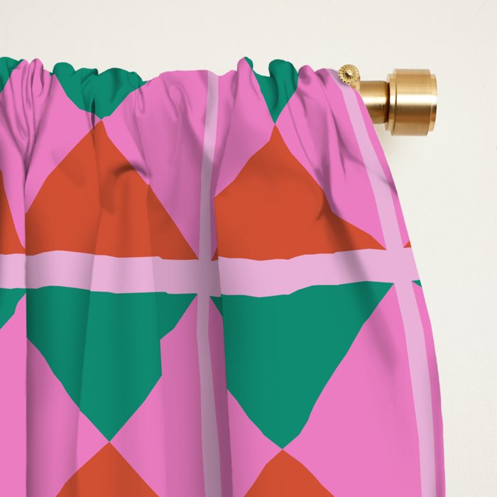 Retro Christmas Triangle Checkerboard Pattern Window Curtain Gallery Image 2