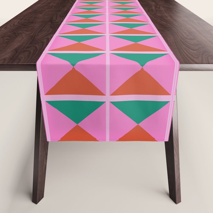 Retro Christmas Triangle Checkerboard Pattern Table Runner Gallery Image 1