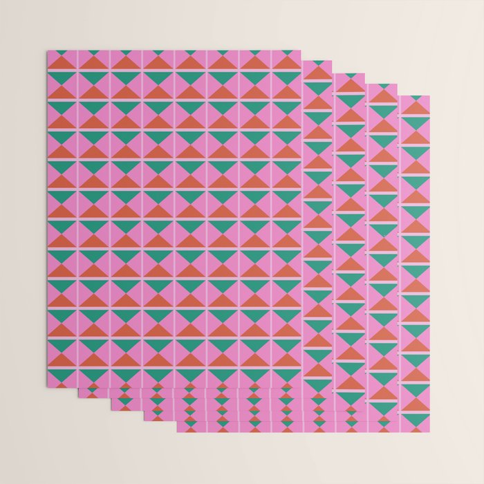 Retro Christmas Triangle Checkerboard Pattern Wrapping Paper Gallery Image 3