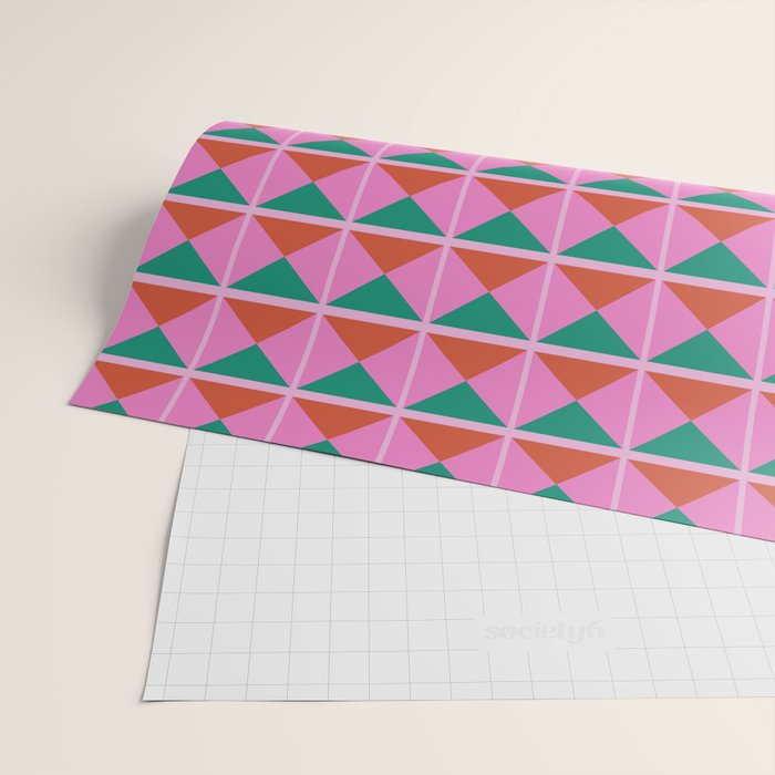 Retro Christmas Triangle Checkerboard Pattern Wrapping Paper Gallery Image 2