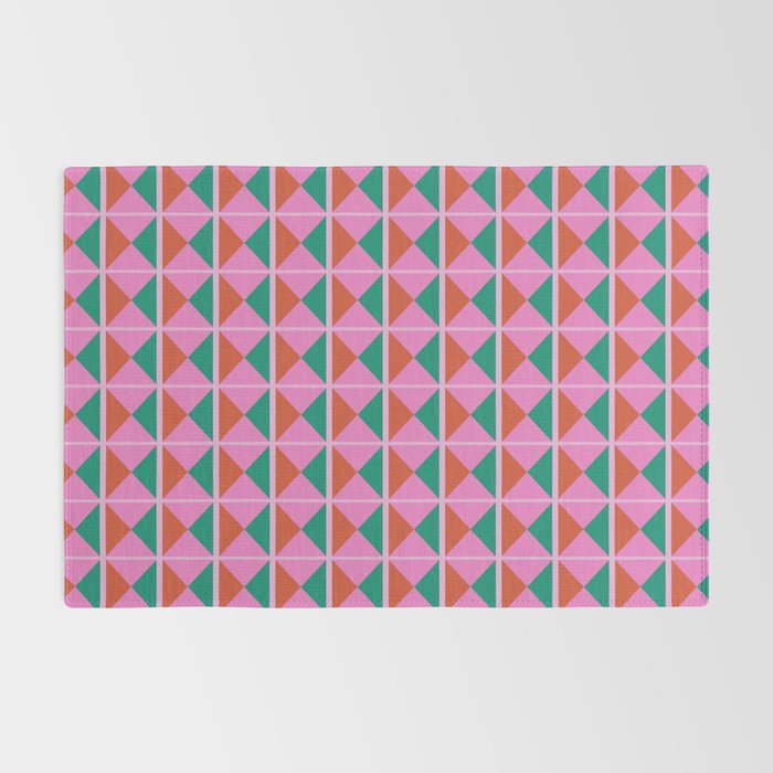 Retro Christmas Triangle Checkerboard Pattern Rug Gallery Image 2