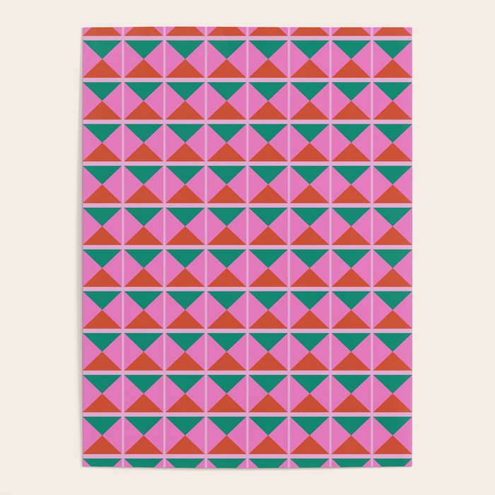 Retro Christmas Triangle Checkerboard Pattern Poster Gallery Image 4