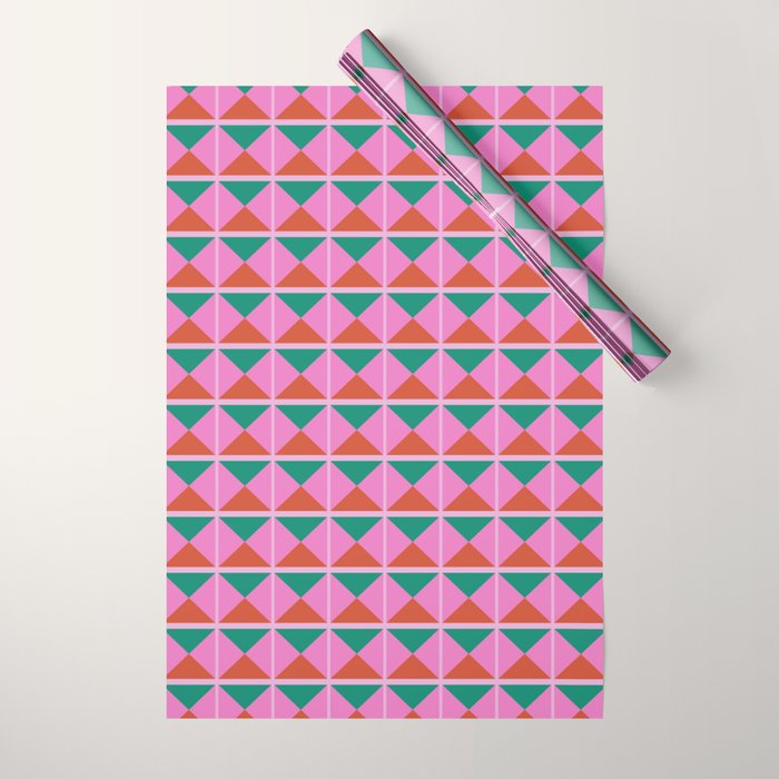Retro Christmas Triangle Checkerboard Pattern Wrapping Paper Gallery Image 1