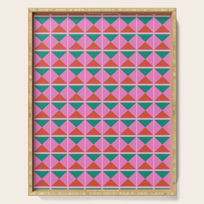 Retro Christmas Triangle Checkerboard Pattern Serving Tray Gallery Image 1