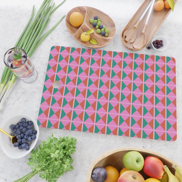 Retro Christmas Triangle Checkerboard Pattern Cutting Board Gallery Image 2