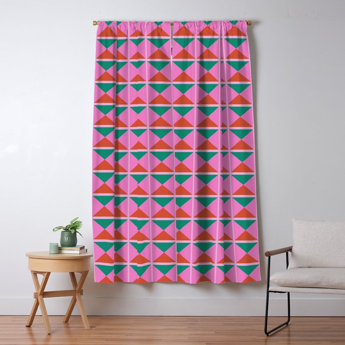 Retro Christmas Triangle Checkerboard Pattern Window Curtain Gallery Image 5