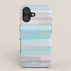 Abstract Watercolor Waves in Sky & Seafoam iPhone Case Gallery Image 1