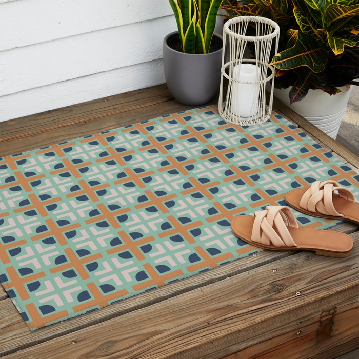 Retro Tile Outdoor Rug Gallery Image 2