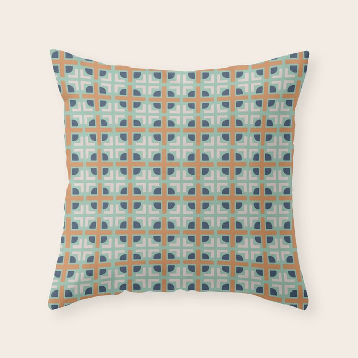 Retro Tile Throw Pillow Gallery Image 1