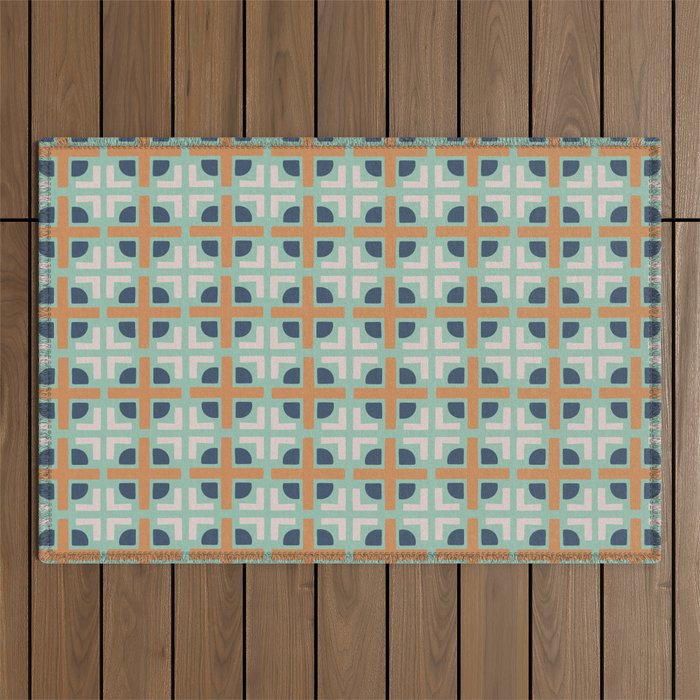 Retro Tile Outdoor Rug Gallery Image 1