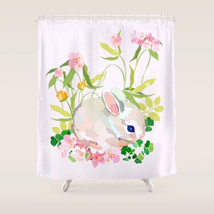 springtime bunny Shower Curtain Gallery Image 1