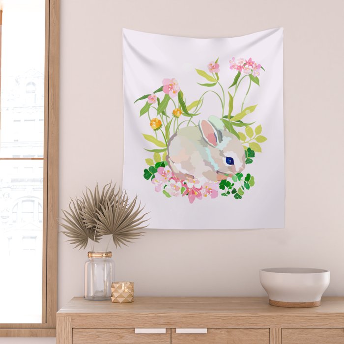 springtime bunny Wall Tapestry Gallery Image 2
