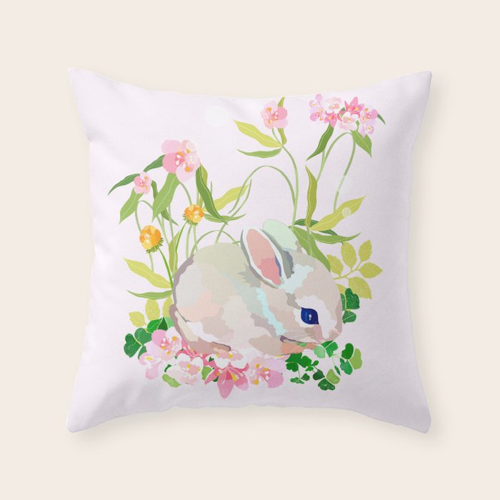 springtime bunny Throw Pillow Gallery Image 6