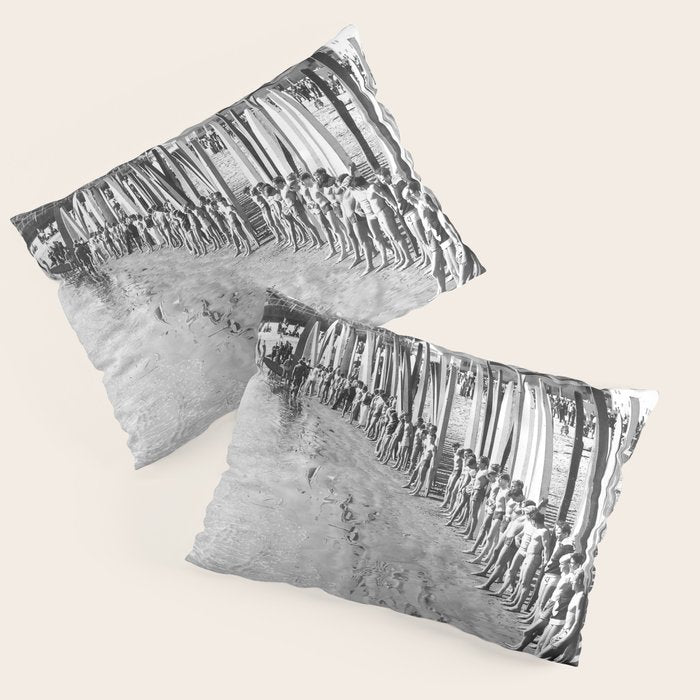 Long Beach Surf Contest 1930s Pillow Sham Gallery Image 3