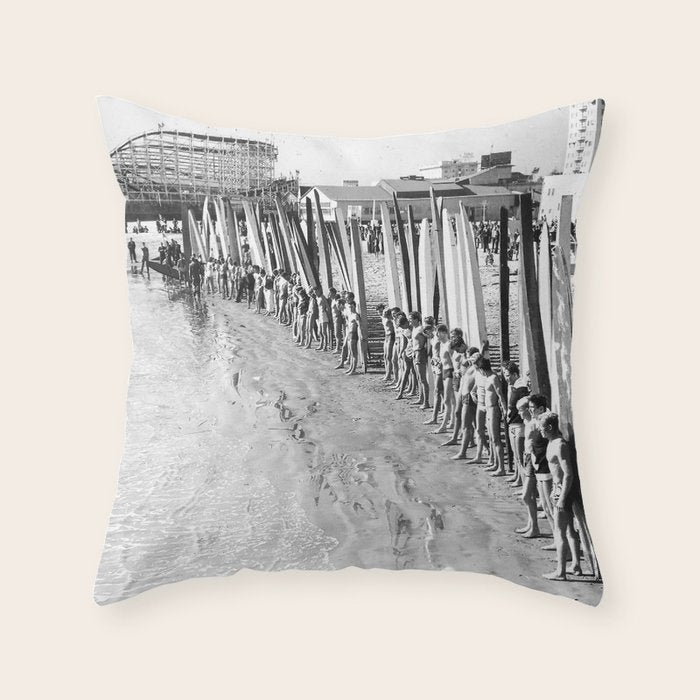 Long Beach Surf Contest 1930s Throw Pillow Gallery Image 6