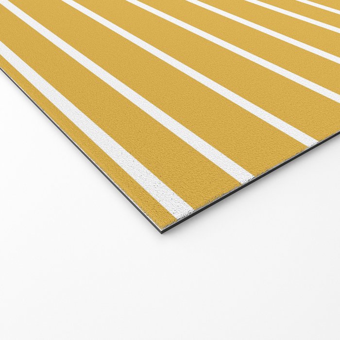 Colorful Stripes, Mustard Yellow and White, Abstract Art Welcome Mat Gallery Image 2
