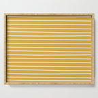 Colorful Stripes, Mustard Yellow and White, Abstract Art Serving Tray Gallery Image 1