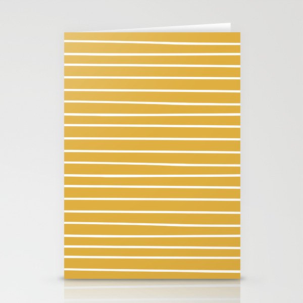 Colorful Stripes, Mustard Yellow and White, Abstract Art Stationery Card Gallery Image 1