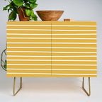 Colorful Stripes, Mustard Yellow and White, Abstract Art Credenza Gallery Image 1