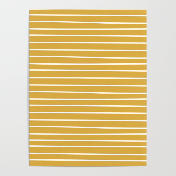 Colorful Stripes, Mustard Yellow and White, Abstract Art Poster Gallery Image 4