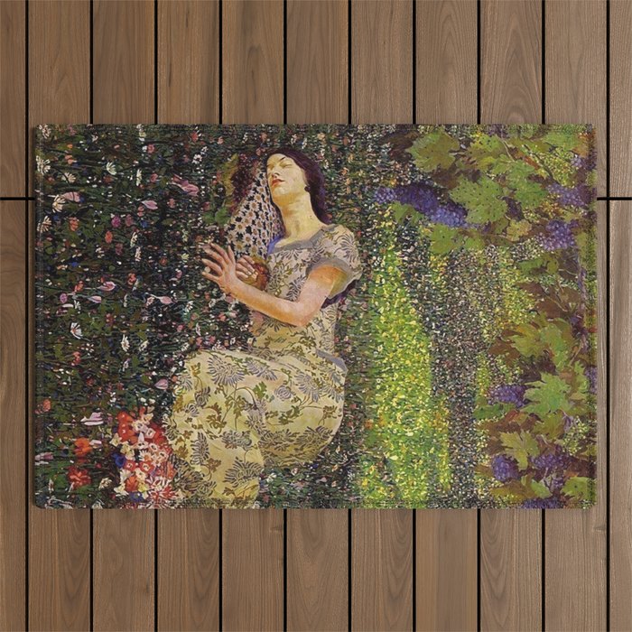 Felice Casorati âIl Sogno Del Melogranoâ (The Dream of the Pomegranate), 1912 Outdoor Rug Gallery Image 1