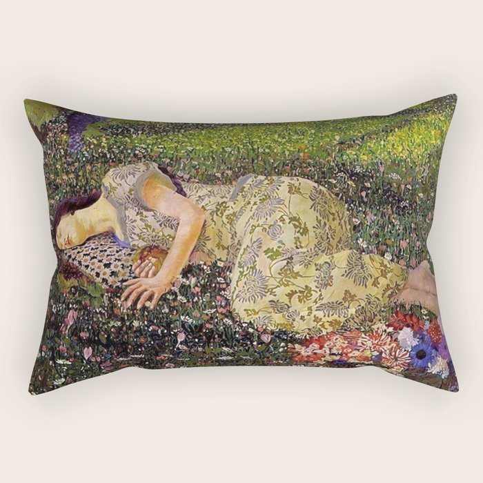 Felice Casorati âIl Sogno Del Melogranoâ (The Dream of the Pomegranate), 1912 Rectangular Pillow Gallery Image 2
