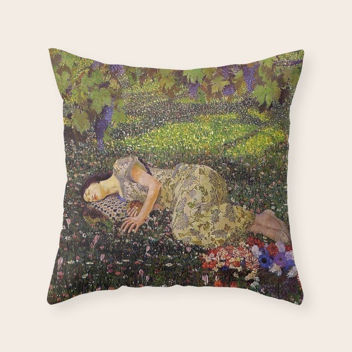 Felice Casorati âIl Sogno Del Melogranoâ (The Dream of the Pomegranate), 1912 Throw Pillow Gallery Image 6