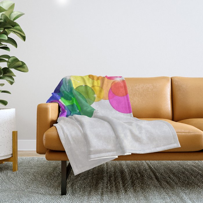 Translucent Rainbow Colored Circles with Sparkles - Multi Colored Throw Blanket Gallery Image 1