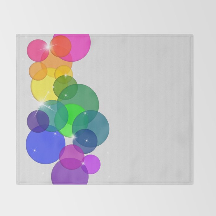 Translucent Rainbow Colored Circles with Sparkles - Multi Colored Throw Blanket Gallery Image 2