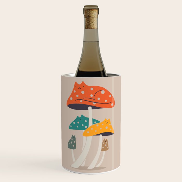 Cat and Plant 47: Mushroom Cats Wine Chiller Gallery Image 1