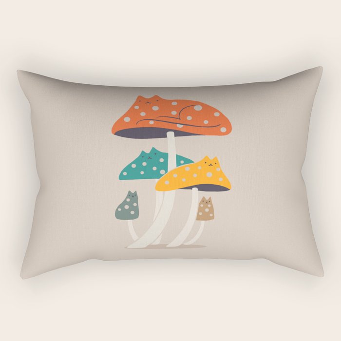 Cat and Plant 47: Mushroom Cats Rectangular Pillow Gallery Image 1