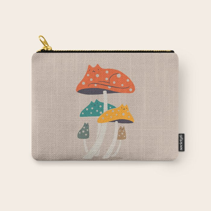 Cat and Plant 47: Mushroom Cats Carry All Pouch Gallery Image 1