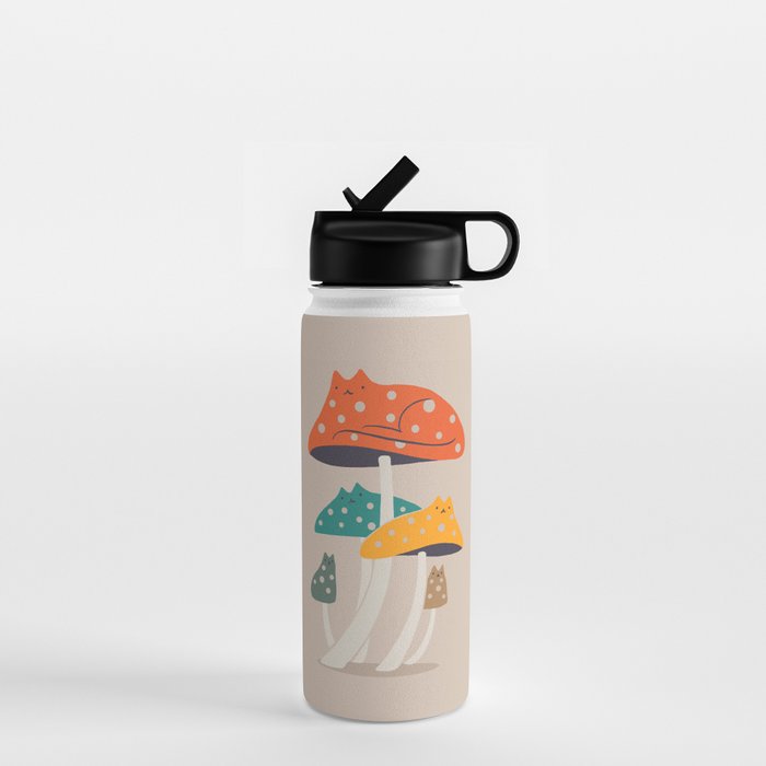Cat and Plant 47: Mushroom Cats Water Bottle Gallery Image 1
