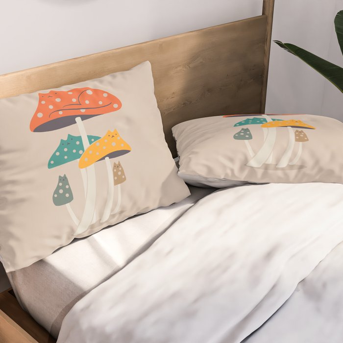Cat and Plant 47: Mushroom Cats Pillow Sham Gallery Image 2