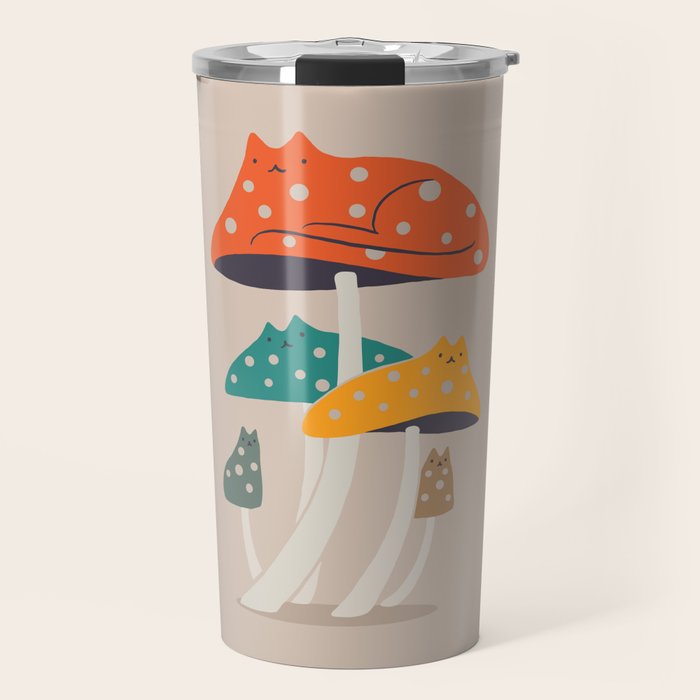 Cat and Plant 47: Mushroom Cats Travel Mug Gallery Image 1