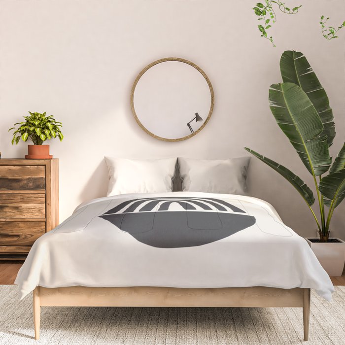 Black & White Minimalist Mid Century Paper collage Funky Black Ink Tribal Geometric by Ejaaz Haniff Comforter Gallery Image 3
