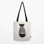 Black & White Minimalist Mid Century Paper collage Funky Black Ink Tribal Geometric by Ejaaz Haniff Tote Bag Gallery Image 2