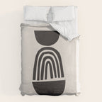 Black & White Minimalist Mid Century Paper collage Funky Black Ink Tribal Geometric by Ejaaz Haniff Duvet Cover Gallery Image 6