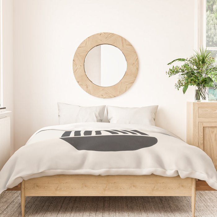 Black & White Minimalist Mid Century Paper collage Funky Black Ink Tribal Geometric by Ejaaz Haniff Duvet Cover Gallery Image 3