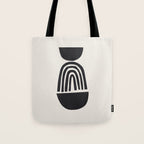 Black & White Minimalist Mid Century Paper collage Funky Black Ink Tribal Geometric by Ejaaz Haniff Tote Bag Gallery Image 1